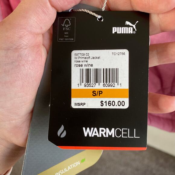 Puma primaloft pink zip up jacket size small NWT - Picture 9 of 12